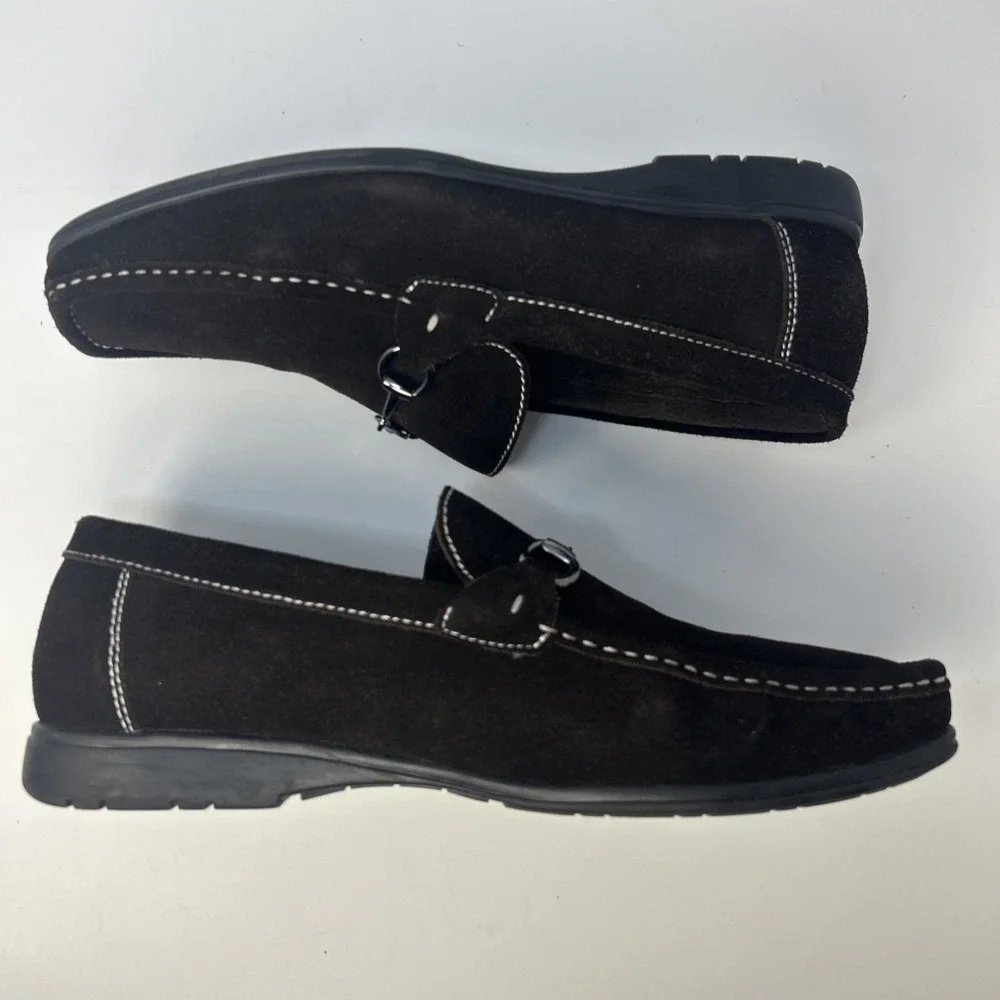 Impulse Men's Size 12 M Dark Brown Suede Horsebit Loafers Slip On Dress Shoes